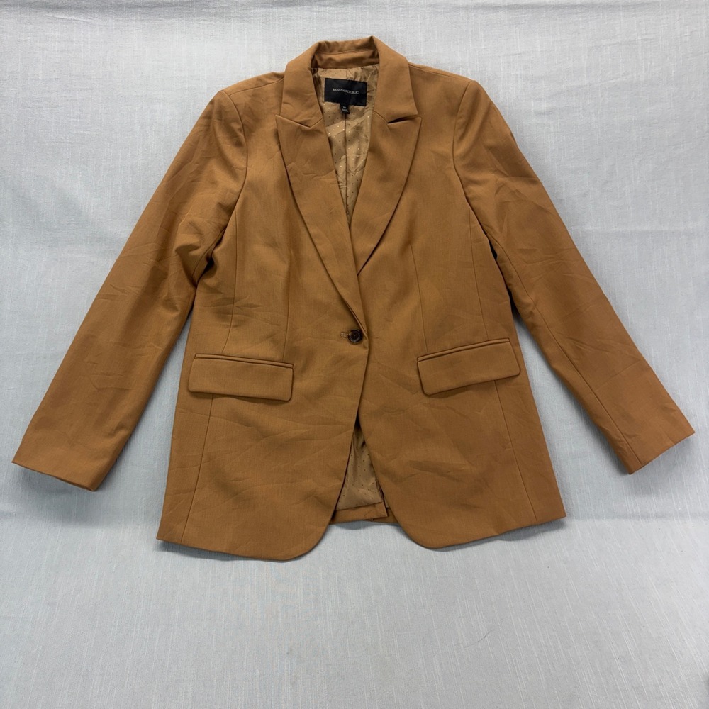 Banana Republic Blazer Women 10 Professional Camel Brown Single Button Polished